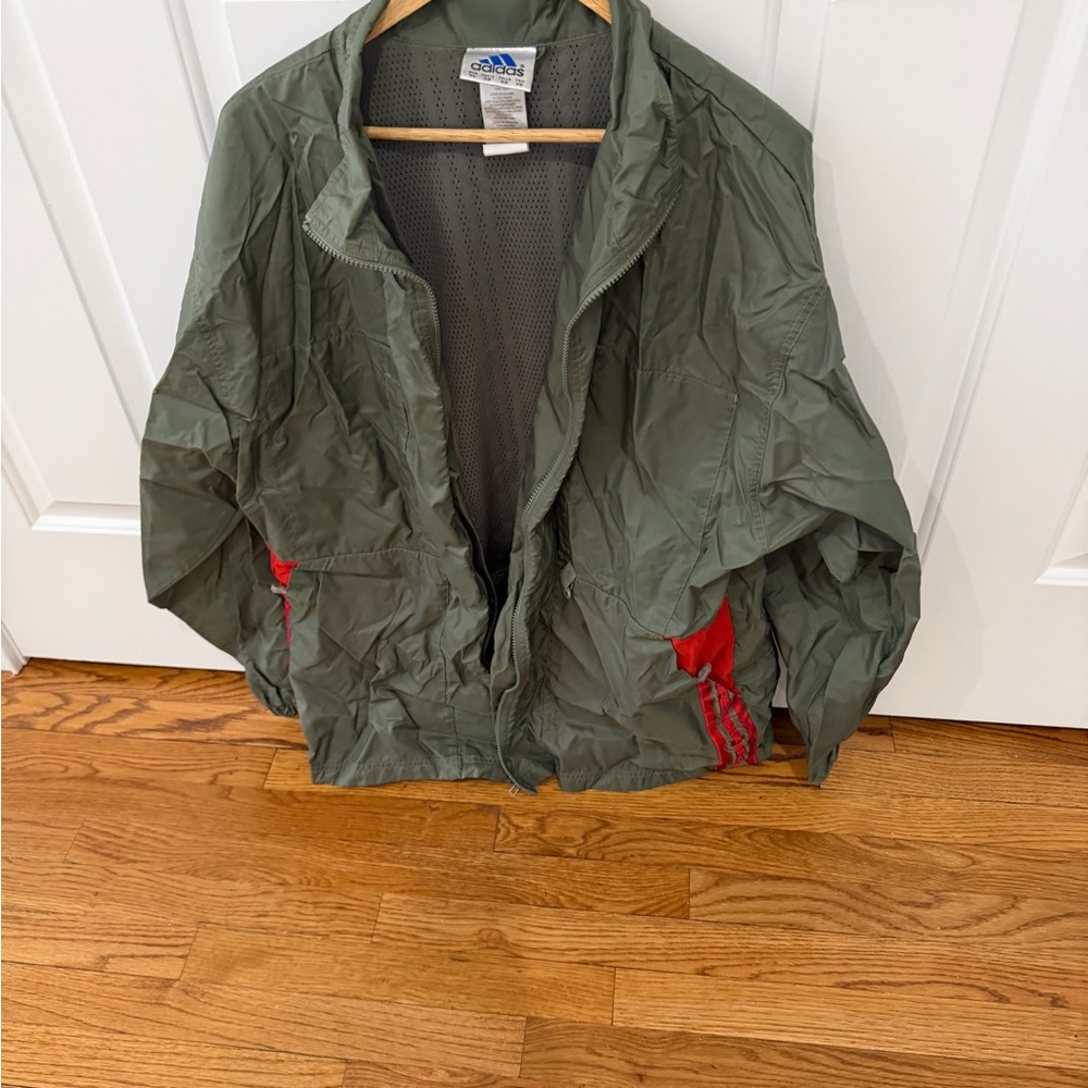 Green and Red Windbreaker Jacket.  Mens